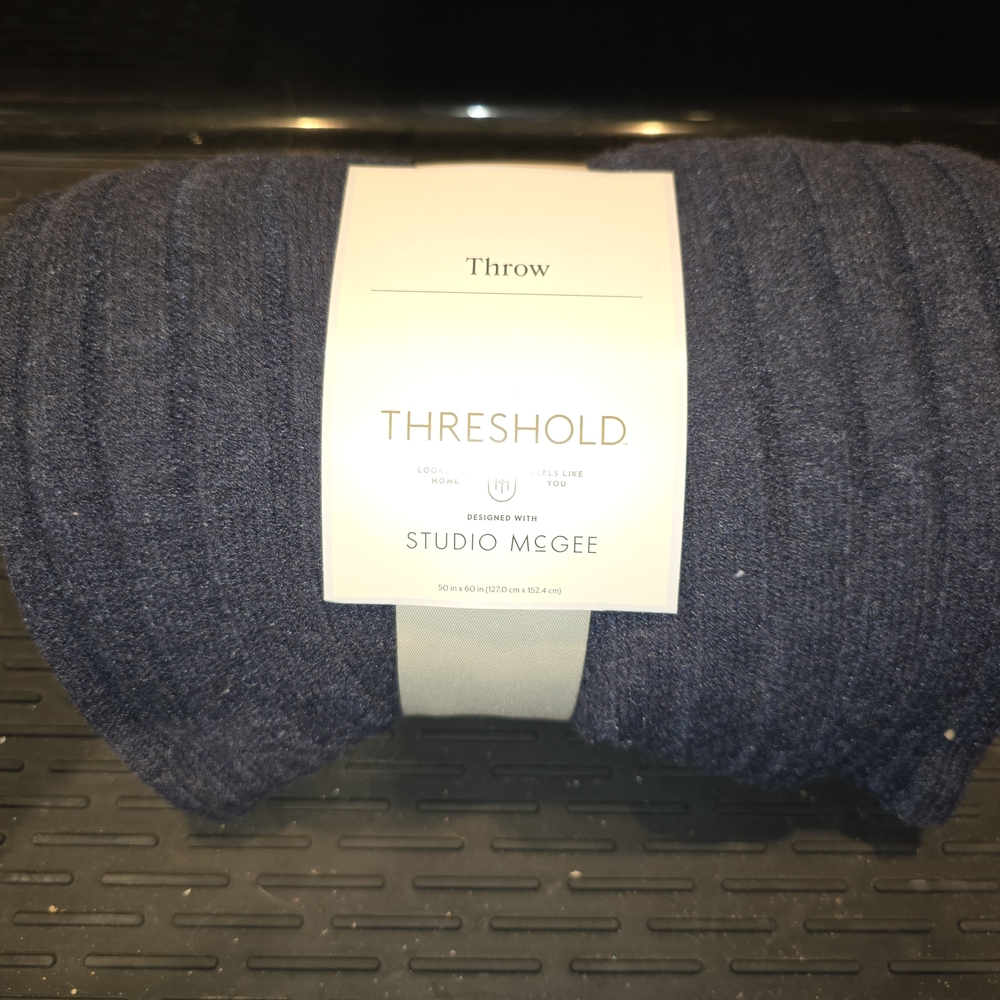 Threshold Navy Knit Throw Blanket (New)